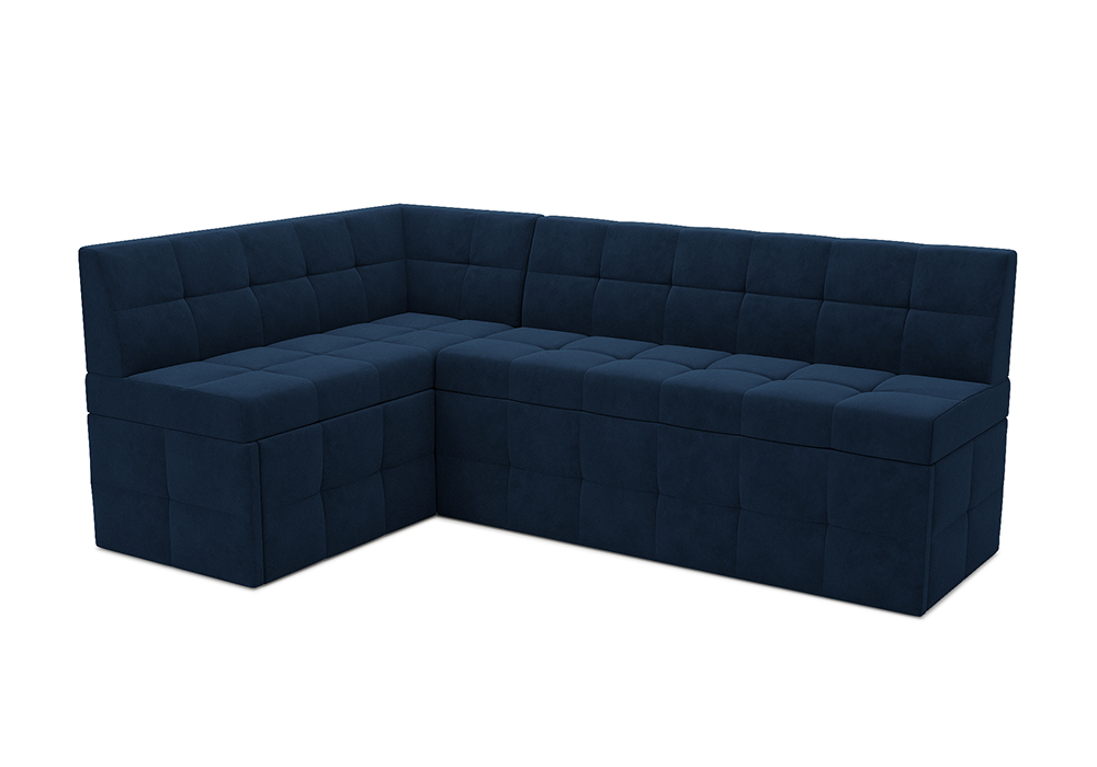 Кухонный угловой диван дельфин Атлантис велюр темно-синий