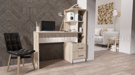 Компьютерный Стол Моника №2 Дуб Сонома+Белый/Ш-1200 x В-1302 x Г-500 мм