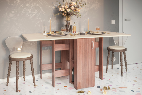 Стол-книжка 2 с баром ясень шимо темный / ясень шимо светлый